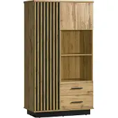 Furniture24 Schrank Lamelo LA4 Hochschrank Regalschrank 2 türen 2 Schubladen Wotan Eiche
