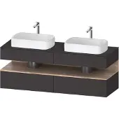 Duravit Collection One Konsolenwaschtischunterbau, 2 Auszüge, 2 Schubkästen, 2 Ausschnitte, 1600x550x600mm, Nische Eiche Mamoriert, QA4779055800010, Farbe: Graphit Supermatt/mit Nischenbeleuchtung