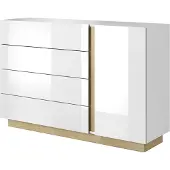 Furniture24 Kommode Arco M 4 Schubladen Weiß/Grandson Eiche 90,5x138x40 cm