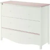 Furniture24 Kommode MIA MI-16 mit 3 Schubladen Weiß/Rosa Mädchenzimmer Kinderzimmer