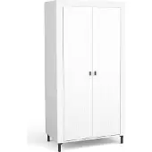 Furniture24 Kleiderschrank Mossa Mo1 Schrank 97X197X56 Cm 2 Türiger Weiß