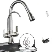 OEM Küchenarmatur, Dual-Handle-Design, Ausziehbare Sprühfunktion, Bürstetes Nickel