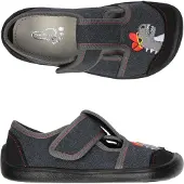 3F Jungen Hausschuhe, Sneakers 3BE3/18R bar3foot super flexi Grau DINO barefoot