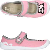 3F Mädchen Hausschuhe Ballerinas Flexible, Ledereinlagen Klettverschluss Panda Rosa 31