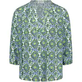 Cartoon Casual-Bluse mit Muster in Green/Blue | Gr.: 46