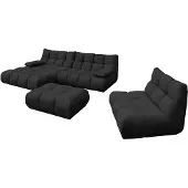 KAWOLA Sitzgruppe VIVIEN Ecksofa links Drehsessel Hockerbank Velvet schwarz