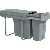 HOMCOM Ausziehbarer Mülleimer, Küchenmüllbehälter, Griff, 20 L+10 L, Grau