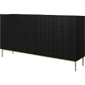 Bogart Kommode Nicole geriffelt 4 Schubladen 200x105x45 cm Wohnzimmer Schwarz / Gold