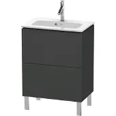 Duravit L-Cube Waschtischunterbau stehend, Compact, 2 Auszüge, 620x704x391mm, LC667304949, Farbe: Graphit Matt Dekor