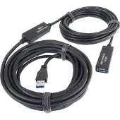 PremiumCord Aktives SuperSpeed USB 3.2 Gen1 Verlängerungskabel mit Repeater 10m, USB Typ A Buchse auf Typ A Stecker, 5 Gbit/s, 2x Geschirmt, AWG20/28,