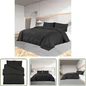 The Living Store Bettwäsche-Set Schwarz 140x200 cm Baumwolle