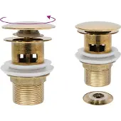 Syfax Ablaufgarnitur mit Überlauf Golden 6,4x6,4x9,1 cm