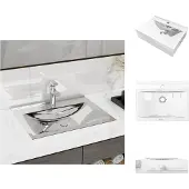 vidaXL Waschbecken mit Überlauf 60x46x16 cm Keramik Silbern - Badezimmer-Waschbecken