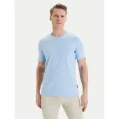 Bugatti T-Shirt "Basic", Herren, Gr. S, blau (320, hellblau), 100% Baumwolle, unifarben, normal, Rundhals, Shirts T-Shirt, aus Baumwolle Modern Fit Rundhals