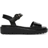 Ara Keilsandalette "BILBAO", Damen, Gr. 41, Leder, schwarz, Glattleder, Leder, Reptilienprägung, Schuhe Keilsandalette, Plateau, Riemchensandale mit Klettverschlüsse, G-Weite