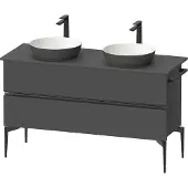 Duravit Sivida Konsolenwaschtischunterbau, 2 Schubkästen, Griffleiste Diamantschwarz Matt, 1315x475x548mm, SV46610BD490000, Farbe: Graphit matt
