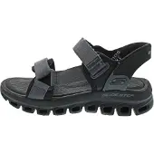 SKECHERS Trekkingsandale "GLIDE STEP SANDAL - DOVAH", Herren, Gr. 46, schwarz, Lederimitat, Textil, Schuhe Trekkingsandale, Outdoorsandale, Klettschuh, Sommerschuh mit Memory Foam