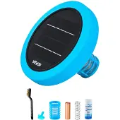 Vevor Solar-Poolionisator bis zu 132489 L, Schwimmender Automatischer Wasserreiniger und -filter, Chlorfreies Wasser, Runder Kupfer-Poolionisator mit Kupferanode & Feder & Bürste & Filter für Spas