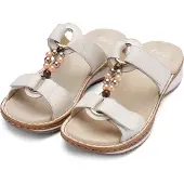 Ara Pantolette "HAWAII", Damen, Gr. 41, weiß, Glattleder, unifarben, Schuhe Pantolette, Schlupfschuh, Komfortschuh mit Klettverschlüsse, G-Weite