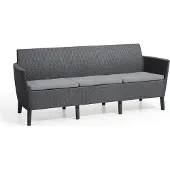 Dmora Outdoor-Sofa Winnipeg, 187x66,5 cm, Anthrazit, 3-Sitzer, UV-beständig
