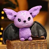 Tinisu Fledermaus Kuscheltier 30 cm - Lila-Schwarz Plüschtier Stern Stofftier