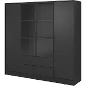 Masseno Drehtürenschrank CATERINA 206 cm Kleiderschrank Schlafzimmer Schrank 4-türig Schwarz