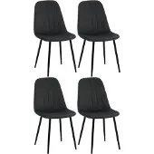 BellaFurn 4-teiliges Esszimmerstuhl-Set – Samtpolsterung – hoher Sitzkomfort | Farbe: Schwarz