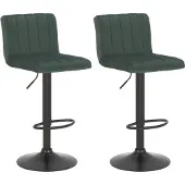 BellaFurn 2-teiliges Barhocker-Set – Samtstoff – höhenverstellbarer Komfort | Farbe: Grün
