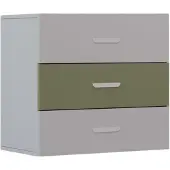 EURO-MEBLE Kleine Kommode LUMI 3S, Stauraumkommode, Schubladen, Sideboard (Cashmiere + Olive)
