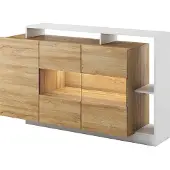EURO-MEBLE Moderne Kommode ALVA für das Wohn-/Schlafzimmer (Mattweiß/Enkel Eiche)
