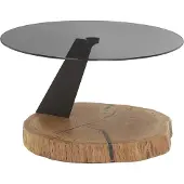 Freiraum Couchtisch >BILOXI< in Eiche / schwarz, Glas / Massivholz / Metall - 45x75 (HxD)