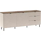 Kondela Zweitürige Kommode mit Schubladen Eyco 2D3S - Kaschmir / Eiche Castello