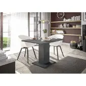 Freiraum Säulen-Esstisch >Tap< (ausziehbar bis 160cm) in graphit - 120/160x76x80cm (BxHxT)