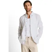 Tom Tailor Langarmhemd , Herren, Gr. XL, N-Gr, weiß, Web, Obermaterial: 55% Leinen, 45% Baumwolle, unifarben, normal hüftbedeckend, Rundhals, Hemden Langarmhemd, mit Leinen