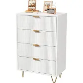 ProximaX Sideboard Weiß mit 4 Schubladen, Moderne Kommode für Esszimmer & Wohnzimmer