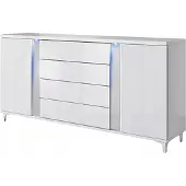 EURO-MEBLE Moderne Kommode MARCO 180 Gloss LED! (WEISS)