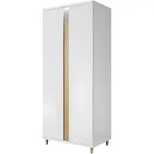 EURO-MEBLE Kleiderschrank 2D MARCO 90 gloss, LED ! (WEISS/HOLZ)