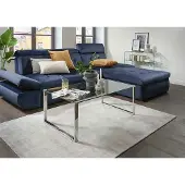 Freiraum Couchtisch >5/212-00< in Klarglas, Metall Edelstahl poliert - 110x42x65 (BxHxT)