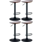 BellaFurn 4-teiliges Barhocker-Set, höhenverstellbar,Deckenholz und mattes Metall | Farbe: Walnuss