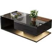 Great han Couchtisch, Hochglanzschwarz. Beistelltische, Couchtische mit Glas und LED-Effekt