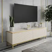 Lookway TV-Schrank OXFORD II 135 cm, beige, goldene Füße