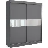 EURO-MEBLE Neuer Kleiderschrank mit Schiebetüren KLARA 160 cm (ANTRACIT)