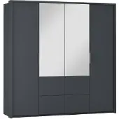 EURO-MEBLE Kleiderschrank WIEDEN , Drehtürenschrank Schrank Schubladen , ( GRAPHIT )