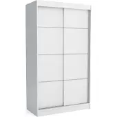 EURO-MEBLE Moderner Schiebetürenschrank BOB 120 cm (WEISS)