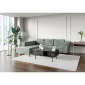 EURO-MEBLE Couchtisch FLOW, Sofatisch, Kaffeetisch, Wohnzimmer, Hochglanz (Schwarz mit Marmoreffekt)