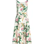 Vera Mont Sommerkleid "Blumenkleid mit Kellerfalten", Damen, Gr. 38, EURO, bunt (cream, rosé), Obermaterial: 90% Polyester PES. 10% Elasthan EL., Kleider Sommerkleid