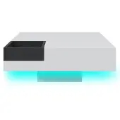 SOFTWEARY Couchtisch mit abnehmbarer Aufbewahrungsbox und LED-Beleuchtung, Sofatisch, Kaffeetisch, Wohnzimmertisch