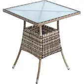 ESTEXO Polyrattan Beistelltisch Balkontisch 57 cm Rattan Tisch Gartentisch Beige-Braun
