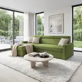 Sofiland Ecksofa Vega L mit Schlaffunktion Zero-Wall Funktion Samtsofa 224 cm Grün