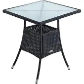 ESTEXO Beistelltisch Polyrattan Balkontisch Rattan Tisch 57 cm Gartentisch Schwarz